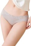 SilRiver Women's 100% Silk Lace Brief Panties, Sexy and Comfortable Underpants Hipster, Recommend for Sensitive Skin (Small, Glacier Gray)