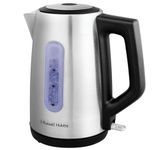 Russell Hobbs Electric Kettle 1.7L Classics (Brushed stainless steel, Removable & washable anti-scale filter, Perfect pour spout, Push button lid, Blue illuminated switch, Water level indicator) 27380