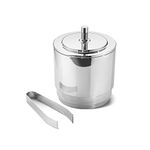 Georg Jensen Manhattan Ice Bucket with Tongs and Lid - Mirror Polished Stainless Steel - Durable Bar Accessory