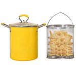 PARACITY Small Deep Fat Fryer Chip Pans with Basket and lid, Mini Fryers with Anti-scalding Silicone Handle, 304 Stainless Steel Gadgets for Home, Tempura Chips, Chip Fryers, Fish, Chicken(3.2QT/3L)