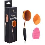 Large Rose Gold Foundation contour Round Toothbrush Dust Free Oval Makeup Brushes with Blending Sponge dustproof cover brush egg cleaner ââ‚¬¦