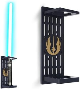 YUJIASH Lightsaber Stand with Pattern，Wooden Lightsaber Wall Mount Display Stand，Vertical Wall-Mounted Lightsaber Display Rack – Fits Most Lightsabers，Gift for Lightsaber Collectors (01)