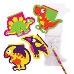 Baker Ross AX609 Dinosaur Notepads - Pack of 12, Drawing Pads for Kids, Ideal Party Bag Filler