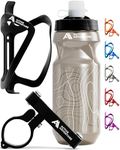 Bike Bottle Holder with Water Bottle and Mount Mountain Bike Water Bottle Holder No Screws Water Bottle Cages Bike Water Bottles, Kids Bike Water Bottle Holder for Bike (Map Black)