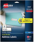 Avery Printable Address Labels, 1" x 2-5/8", Matte White with Gold Border, 300 Blank Mailing Labels (06529)