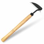 SHANFEEK Japanese Style Hand Weeding Hoe Weeding Tools for Garden Weed Removal Tool Carbon Steel One-Piece Molding with Hard Solid Wood Handle(Wryneck)