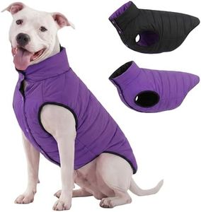 LovinPet Dog Winter Jacket – Reversible Medium & Large Down Coat, Snap Button Down Jacket, Windproof, Snowproof & Waterproof, Dual-Sided Purple & Black for Cold Weather,XXXL