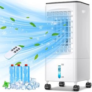 Mobile Air Conditioners, 4 IN 1 60W AC Unit Portable 3 Speed 1.2 Gallon Water Tank 60°/120°Oscillation 7 Timer Windowless 40dB Quiet Evaporative Air Coolers w/ 3 Ice Box for Bedroom, Home, Office