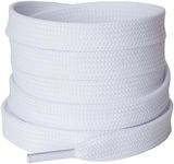 Olukssck [2 Pairs] Flat Shoe Laces for Sneakers, 2/5" Wide Athletic Shoelaces White 47 inch(120cm)