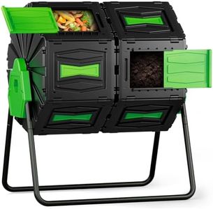 Compost Tumbler, Easy Assemble & Efficient Outdoor Compost Bin, 45 Gallon/170 Liter Large Dual Chamber Rotating Composter for Garden, Kitchen, and Yard Waste, Green Door