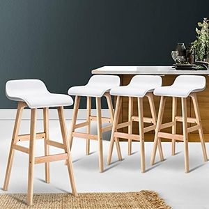 Artiss Bar Stools Stool Set of 4 Kitchen Counter Barstools Dining Chair Bentwood Chairs Wooden White in 74cm Seat Height Floor for Home Dining Room Cafe Outdoor Indoor