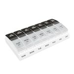 EZY DOSE Weekly (7-Day) AM/PM Pill Case, Medicine Planner, Vitamin Organizer, Small Pop-out Compartments, 2 Times a Day, Black and Clear Lids