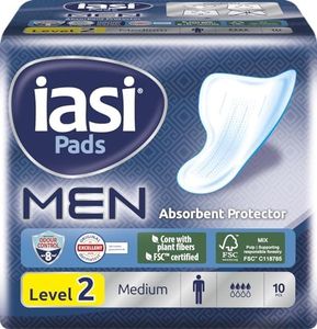 IASI MEN Medium Level 2, Escudos Absorbentes para pérdidas urinarias masculinas leves, 10 unidades