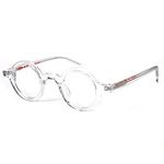 BETSION Hand Made Small Vintage Round Eyeglass Frames Full Rim Acetate Glasses B002, Crystal, Small