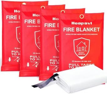 Hoapavi 4 Pack Emergency Fire Blanket for Home, Kitchen, Car and Warehouse. 40" x 40" Fire Safety Blanket Extinguisher, Fiberglass Flame-Resistant