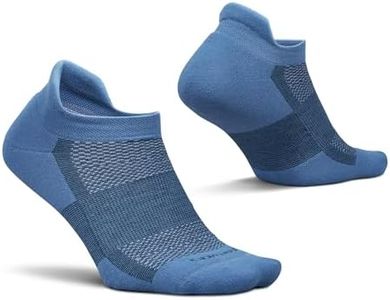 Feetures High Performance Max Cushion Ankle Sock - No Show Socks for Women & Men with Heel Tab - Denim Daze, L (1 Pair)