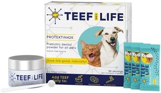 Teef For Life Protektin42+K Plant-Derived Daily Dental Care for All Pets (Sodium-Free), Prebiotic Dental Powder, Naturally Fights Plaque and Tartar, Kit with 90 Servings