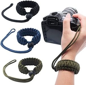 Hukado Universal Paracord Camera Wrist Strap,Nylon Braided Adjustable Camera Hand Grip Strap for Camcorder,Binoculars,Nikon/Canon/Sony/Panasonic/SLR/DSLR Digital Cameras, Black/Blue/Army Green(3 Pack)