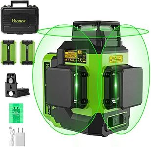 Huepar 3D Laser Level Self Leveing with 2 Li-ion Batteries, 3x360 Green Beam Three Plane Leveling Alignment, Rechargeable Outdoor Laser Tool with Type-C Cable & Magnetic Bracket, Hard Case - LS03CG