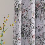 MYSKY HOME Floral Blackout Curtains 63 Inch Length 2 Panels Floral Printed Black Curtains Drapes for Bedroom Thermal Insulated Grommet Window Curtains for Living Room Red and Black