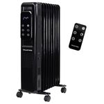 Russell Hobbs 2000W/2KW Oil Filled Radiator Digital 9 Fin Portable Electric Heater in Black, Remote Control 3 Heat Settings, 24hr Auto Timer, Overheat Protection, 2 Year Guarantee RHOFR2009B-D