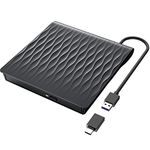LPUNCD External CD DVD Drive, USB 3.0 & Type-C CD/DVD+/-RW Rewriter Burner for Laptop, Desktop, iMac, Apple MacBook Air/Pro, Compatible with Windows 11/10/XP/8/7/Vista/Linux/MacOS