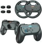 JUSPRO Joy-Con Grips & Steering Wheels Bundle for Nintendo Switch 2, Ergonomic Anti-Slip Handles Compatible with Joy-Con 2, Switch OLED & 2017 Models, Racing Accessories for Mario Kart World