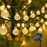 Homehop Solar Outdoor Led Crystal Ball String Light For Home Garden Balcony Terrace Wall Rechargeable Waterproof Decorative Lamp 800Mah Ni-Mh Battery(6.5M, 30 Leds) - 6.5 Meters