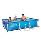 Bestway Above Ground Steel Pro Max Outdoor Swimming Pool for Kids and Adults | Durable Easy Set Up Large Rectangular Water Pool (Dimension 9.10 x 6.7 x 2.2ft) (56411)