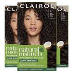 Clairol Natural Instincts Demi-Permanent Hair Dye, 4 Dark Brown | Ammonia‑Free, Vegan Hair Color with Coconut Oil & Aloe Vera | Pack of 3