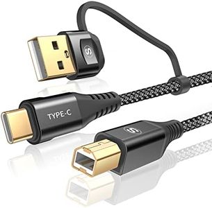 2-in-1 USB-A/C to USB-B Printer Cable 3M, USB C MIDI Cable Nylon Braid High-Speed Printer Cord for MacBook Pro/Air,Digital Piano MIDI Controller,HP Canon Dell Epson Brother Samsung-10ft