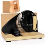 Brvclon Manual Bread Slicer for Homemade Sourdough,Adjustable Thickness,Hand Crank Bread Slicer with Stainless Steel Blade, Aluminum Alloy Frame & Solid Wood Base,Comes with 10 Bread Bags