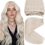 Sunny Hair Weft Hair Extensions Human Hair Sew in Hair Extensions Human Hair Straight Hair Extensions for Women Real Human Hair 22inch White Blonde