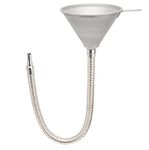 Steel Bendable Spout Wide Mouth Funnel with Filter and 24" Flexible Pipe, Silver Galvanized Funnel for All Oils, Fuel and Other Liquids