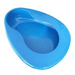 YUMSUM Firm Thick Stable PP Bedpan Heavy Duty Smooth Countoured for Bedbound Patient (Blue)