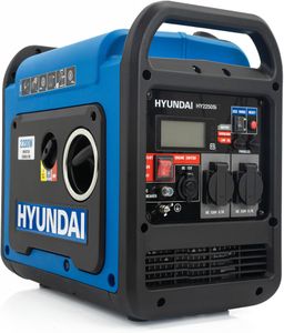 Hyundai 4000W Portable Petrol Inverter Generator – Electric Start, Remote, Quiet Case