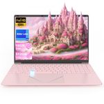 15.6'' Pink Laptop Computer, 16GB DDR4 512GB SSD Ordinateur Portable, Alder Lake N95 Quad Core (Up to 3.4GHz), RGB Backlit Keyboard, Fingerprint Unlock, Laptop PC for Business Student Home Office