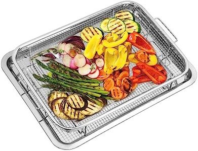 Air Fryer Basket for Oven, 15.4" x 11.5" Stainless Steel Oven Air Fryer Basket and Tray, Large Capacity Air Fryer Tray, Non-stick Mesh Basket Set for Bacon, Fries, Chicken, Vegetables, etc.