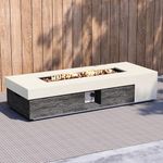 56inch Rectangle Propane Fire Pit Table 50000 BTU-Black & White Concrete Finish,Auto-Ignition,CSA Certified,Includes Lava Rocks,Waterproof Cover for Patio & Backyard