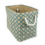 DII Printed Polyester, Collapsible and Convenient Storage Bin to Organize Office, Bedroom, Closet, Kid's Toys, & Laundry - Large Rectangle, Teal Lattice Outline by DII