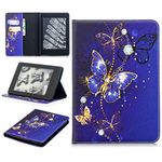 LMFULM® Case for Amazon Kindle Paperwhite 2015/2014 / 2013/2012 (6.0 Inch) PU Leather Case Sleep/Wake Function Dreamy Blue Butterfly Pattern Stent Function Holster