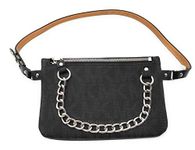 Michael Kors Womens Bag Mk Monogram Fanny Pack with Chain - Black (X-Large)