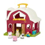 Battat - Big Red Barn - Animal Farm Foldable Playset with pig, horse, cow, sheep and farmer for Toddlers 18 months+ (6 pieces)