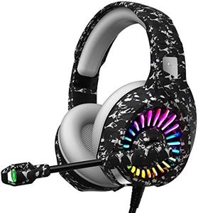 ZIUMIER Camo Gaming Headset for PS4, PS5, Xbox One, PC, Laptop, Mac, Nintendo, 3.5MM Wired Gaming Headphones with Microphone, Bass Surround, LED Light, Camouflage
