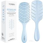 Detangler Brush by Fiora Naturals - 100% Bio-Friendly Detangling brush w/Ultra-Soft Bristles - Glide Through Tangles with Ease - For Curly, Fine, Black Natural, Women, Men, Kids - Dry and Wet Hair