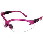 Global Vision Eyewear Cougar Bifocal Series Sunglasses with Dark Pink Nylon Frame and Plus 2.5 Clear Safety Lenses