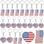 40 Pack American Flag Keychains 4th