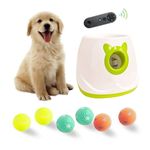 BESTHLS Automatic Dog Ball Launcher Interactive Tennis Ball Thrower Machine for Small Medium Dogs Fetching Distance 10-30ft (White2, Remote Included)