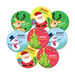 weRevel Paper Merry Christmas Self-Adhesive Stickers, 40 Count, 2 Inches, Round, 4 Unique Designs