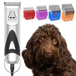 Masterclip Dog Clippers for Cockapoo, Cavapoo, Cavachon, Labradoodle & Poodle. Mains Powered Dog Clippers with #10 & 3mm, 6mm, 10mm, 13mm Comb Guides